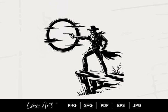 Cowboy Gunman Cliff Western Line Art Embroidery Review