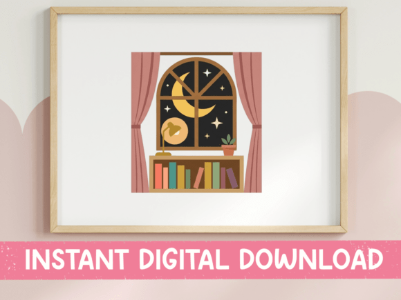 Cozy Book Window Moon Night Scene Review
