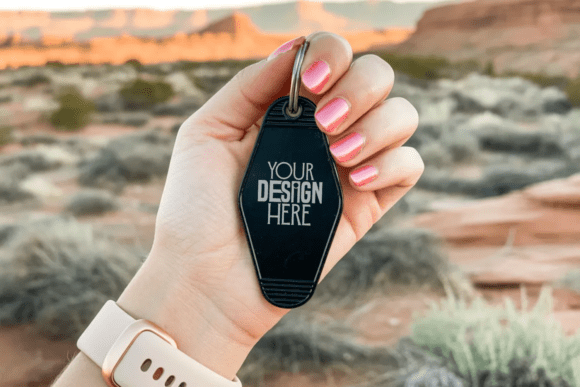 Reviewing the Black Hotel Keychain Mockup for Embroidery