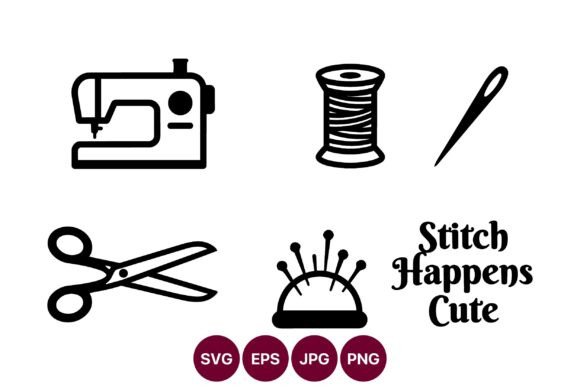 Sewing Icons Vector Set with Thread Review