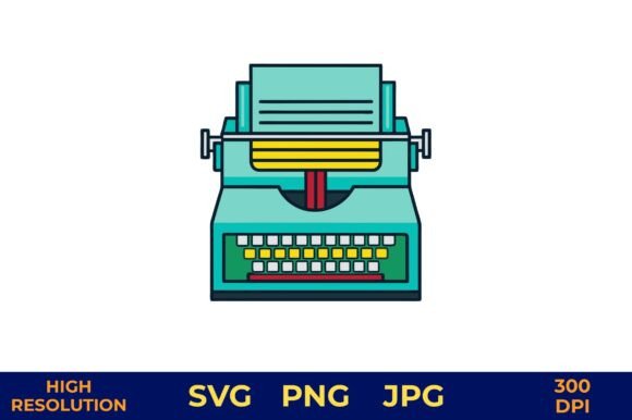 Typewriter with Bold Outline Design