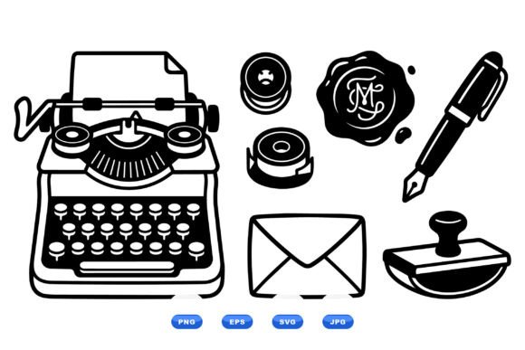 Vintage Writing Tools Clipart