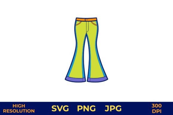 Yellow Bell Bottom Jeans Vector Art Review